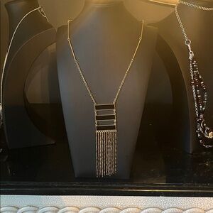 #C10.  The Limited Reversable Gold and Black Fringe Necklace